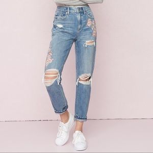 GARAGE flower mom jean